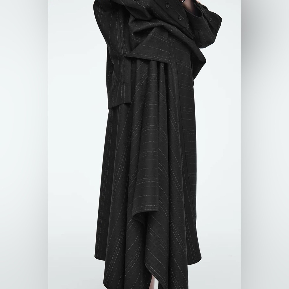 NWOT COS Wool-blend Black Pinstripe Asymmetrical Maxi Skirt